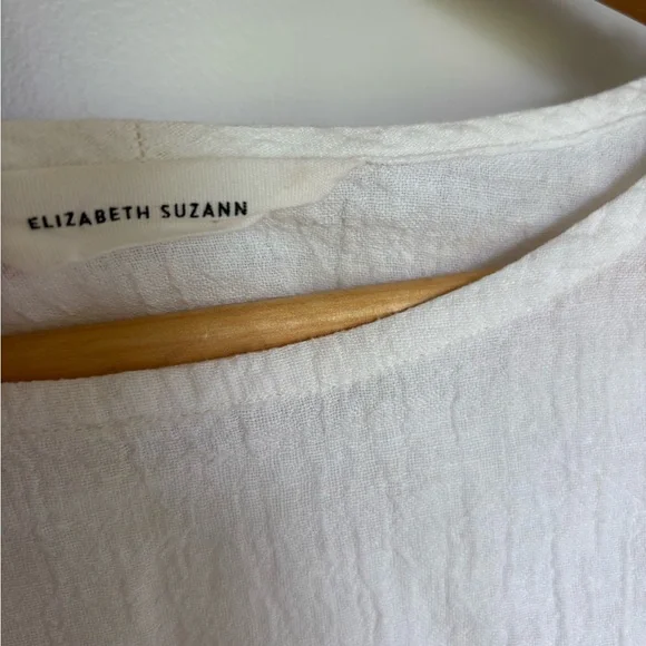 Elizabeth Suzanne Crinkle Linen Ivory Top - Picture 2 of 3